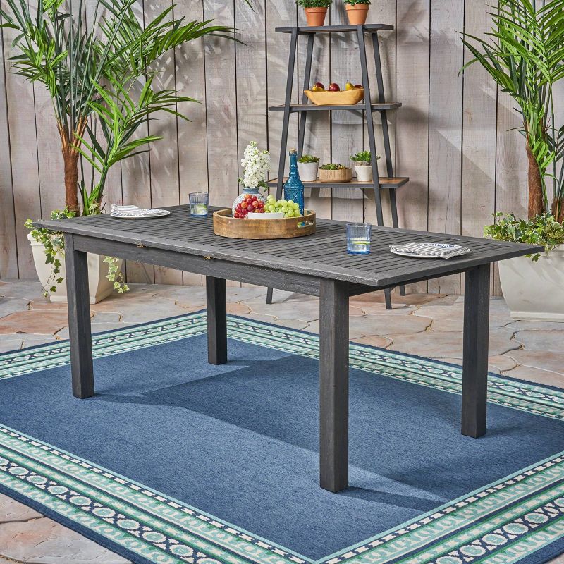 Nestor Acacia Wood  Rectangle Expandable Dining Table - Dark Gray - Christopher Knight Home, 3 of 6