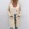 Womens Long Jackets Knee Length Cable Knit Sweater Cardigan Button Down Cozy Knitwear with Pockets Lightweight Knit Coats Fall Outwear - 4 of 4