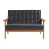 NicBex PU Leather Loveseat Sofa Modern Lounge Sofa Couch with Soft Cushion and Wood Frame for Bedroom,Living Room,Black - 2 of 4