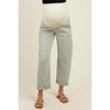 Pinkblush Light Olive Rolled Cuff Barrel Leg Maternity Jeans - 3 of 4