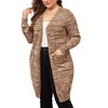 Agnes Orinda Women's Plus Size Contrast Color Open Front Long Sleeve with Pockets Cardigans - 2 of 4