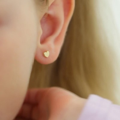 Girls' Sweet Heart Encrusted Screw Back 14k Gold Earrings - In Season  Jewelry : Target