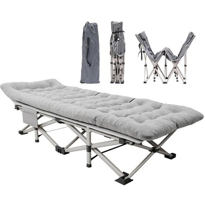 SUGIFT Camping Cot with Mattress 75" x 28" inch Folding Bed with Carry Bag, Silver