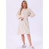 INSPIRE CHIC Women's Flannel Sleep One-Piece Dress Fuzzy Round Neck Soft Nightgowns with Pocket - 3 of 4
