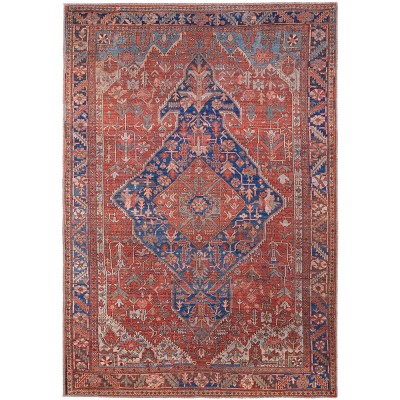 Rawlins Transitional Medallion Red/Tan/Blue Area Rug