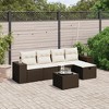 vidaXL 6 Piece Patio Sofa Set with Cushions Brown and Cream Poly Rattan - without storage 6 Piece Set - 2 of 4