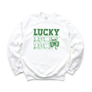 Simply Sage Market Women's Graphic Sweatshirt Bold Green Lucky Stacked - 1 of 3