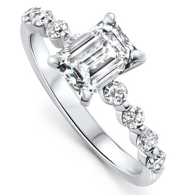 Pompeii3 Certified 2 1/3Ct Emerald Cut Diamond Engagement Ring 14k Gold Lab Created