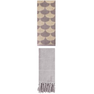 REGALWOVEN 2 Packs Cotton Geometric and Solid Absorbent Soft Hand Towel for Bathroom Kitchen - 1 of 4