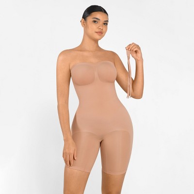 Feelingirl Women's Seamless Strapless Sculpting Bodysuit Black S
