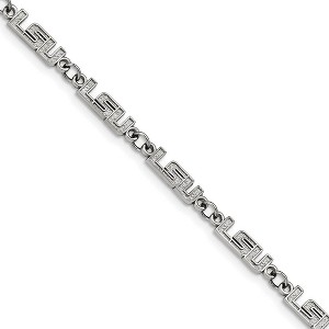 Black Bow Jewelry Stainless Steel Louisiana State Fighting Tigers NCAA Link Bracelet 8.25 Inch - 1 of 4