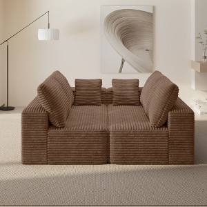 WJSHome 134" Modular Sectional Cloud Couches, Upholstered Deep Seat Boneless Sofa for Living Room - 1 of 4