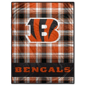 NFL Cincinnati Bengals Plaid Oversized Ultra Cozy Throw Blanket - 1 of 3