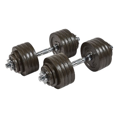 Everyday Essentials 105 Pound Adjustable Free Weight Dumbbell Set w/ Contoured Handle and Cast Iron Plates, Workout Equipment for Home Gym and Office