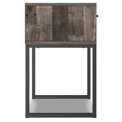 Neilsville Gray and Black 1-Drawer Nightstand with Metal Legs