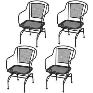 Tangkula Patio Rocking Chairs Set of 4 w/ Metal Mesh Backrest & Seat Armrests Gentle - 1 of 4