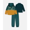 Deux par Deux Boy 3-In-1 Mid-Season Outerwear Set with Colorblock Jacket Forest Green and Orange - 3 of 4