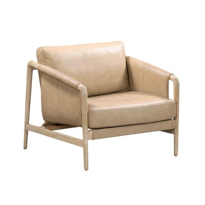 TOV Furniture Chakka Genuine Leather Accent Chair in Tan