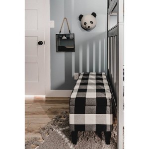 Large Decorative Storage Bench Black Plaid - HomePop: Upholstered Ottoman for Bedroom & Entryway - 1 of 4