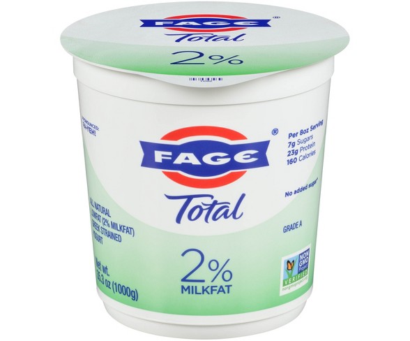 FAGE Total 2% Milk Plain Greek Yogurt - 35.3oz