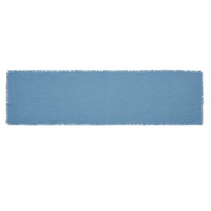 Burlap Blue Runner Fringed 12x48 VHC Brands - 1 of 3
