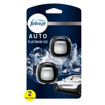 Febreze AUTO Air Freshener Vent Clip Platinum Ice Scent, .07 oz. Car Vent Clip, Pack of 2