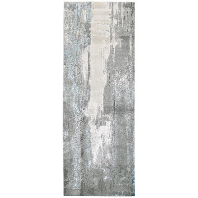 Azure Modern Abstract Gray/Ivory/Blue Area Rug