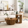 Coffee Table, 31.5 "Octagonal Black Walnut Rubber wood Set of Two Coffee Table, Living Room Bedroom(Set of Two Pieces) - 3 of 4