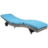 Resenkos Chaise Lounger With 5-Level Backrest Adjustment, Cushioned Patio Sun Lounger, Easy-Moving Wheels, PE Rattan, Cream White - 2 of 4