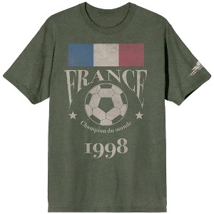 Team Gear Vintage France 1998 Adult Monterrey Sage Crew Neck Short Sleeve T-shirt - 1 of 4