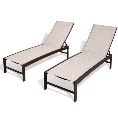 Pellebant Outdoor Pool Lounger Aluminum All-weather Adjustable Chaise Lounge Chair