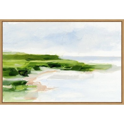 23" x 16" Blush Sandy Beach I by Ethan Harper Framed Wall Canvas - Amanti Art