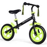 Costway 12'' Toddler Balance Bike No Pedal Bicycle with Fenders Adjustable Seat for 2-5 Years Old Yellow\Green
