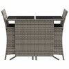 vidaXL 3 Piece Bistro Set with Cushions Gray Poly Rattan - 4 of 4