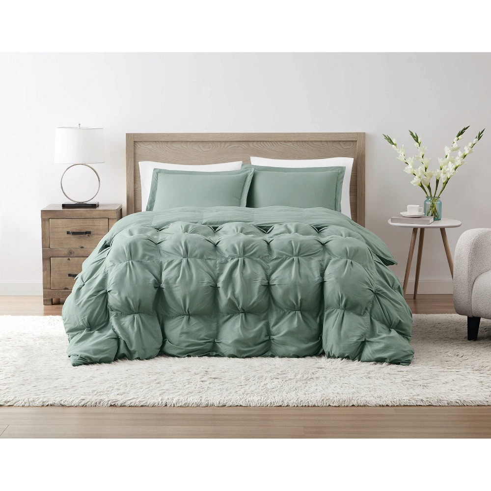 Photos - Duvet Truly Soft 3pc King Oversized Puffer Comforter Set Green