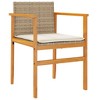 vidaXL Patio Chairs with Cushions 2 pcs Beige Poly Rattan&Solid Wood - 4 of 4