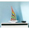 HomeRoots 14" Clear Red Blue Yellow Murano Glass Sailboat Tabletop Sculpture - 2 of 4