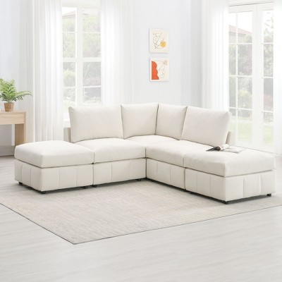 NicBex Sectional Sofa with Convertible Ottomans 5 Seat L Shaped Modular Sofa for Living Room & Apartment