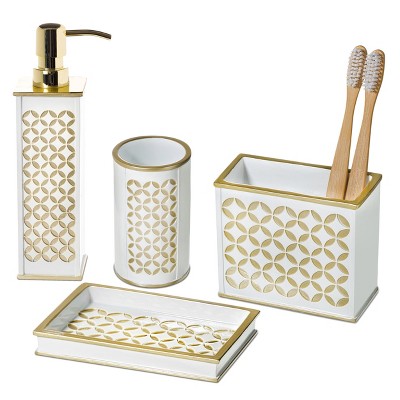 Creative Scents Diamond Lattice White Bathroom Accessories Set
