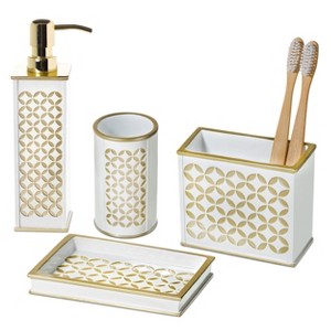 Creative Scents Diamond Lattice White Bathroom Accessories Set - 1 of 4
