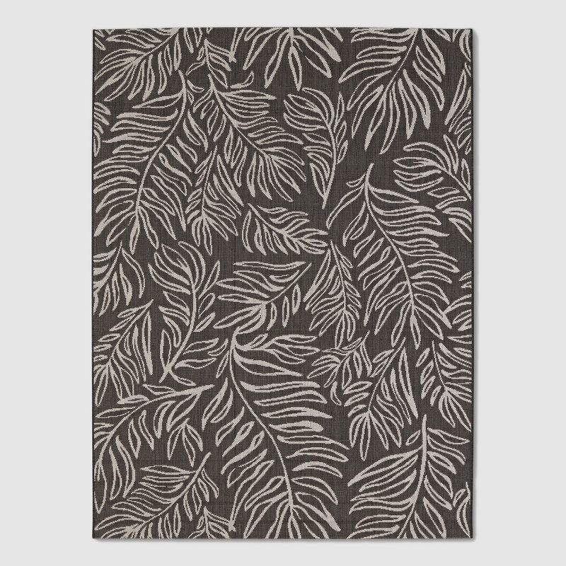 9&#39;2&#34;x12&#39; Leaves Outdoor Rug Black - Threshold&#8482;, 1 of 6