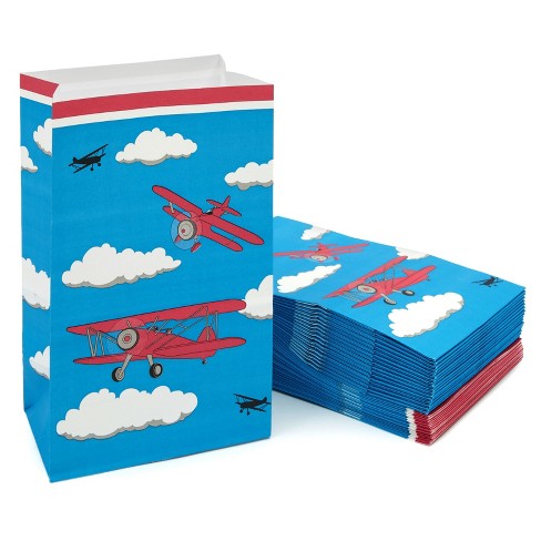 Airplane Favor Snack Boxes for Travel Adventure themed Kids birthday party  supplies, pilot up up and away parties, cloud themes. Set of 12 Reversible