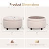 Round Fabric Storage Ottoman with Reversible Tray Lid – 3-in-1 Footrest, Hidden Storage, Small Coffee Table – 25”x25” - 2 of 4