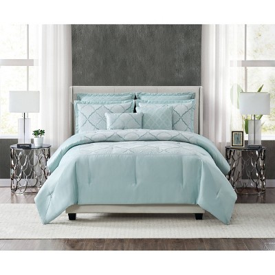 Queen 7pc Roya Comforter Set Blue - 5th Avenue Lux