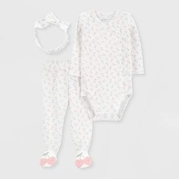 Carter's Just One You® Baby Girls' 3pc Footed Headband Top & Bottom Set - Pink