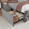 LED Platform Bed Frame with Velvet Upholstered Button Wingback Headboard, Charging Station, Metal Frame, Wooden Slats Support - 4 of 4