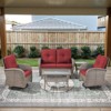 Belord Outdoor Patio Furniture Set with Glider Loveseat, Gray Wicker Deep Seating Patio Swivel Rocker Glider Chairs and Rattan Coffee Table - 2 of 4