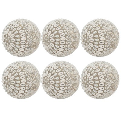 Elegant Off-White Beaded Decorative Orb Set