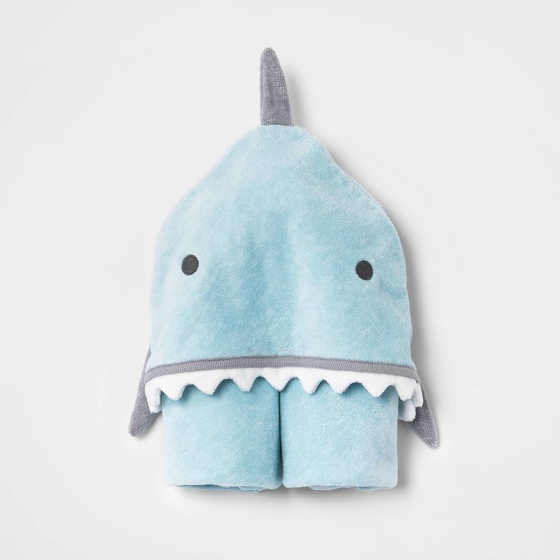 Baby Boys&#39; Critter Shark Hooded Towel - Cloud Island&#8482; Blue, 2 of 3