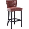 Sapphtopaz 2PCS Retro Bar Stools with Leather Upholstered Wooden Counter Height Bar Stools with Curved Button Backrest for Kitchen Island - 3 of 4